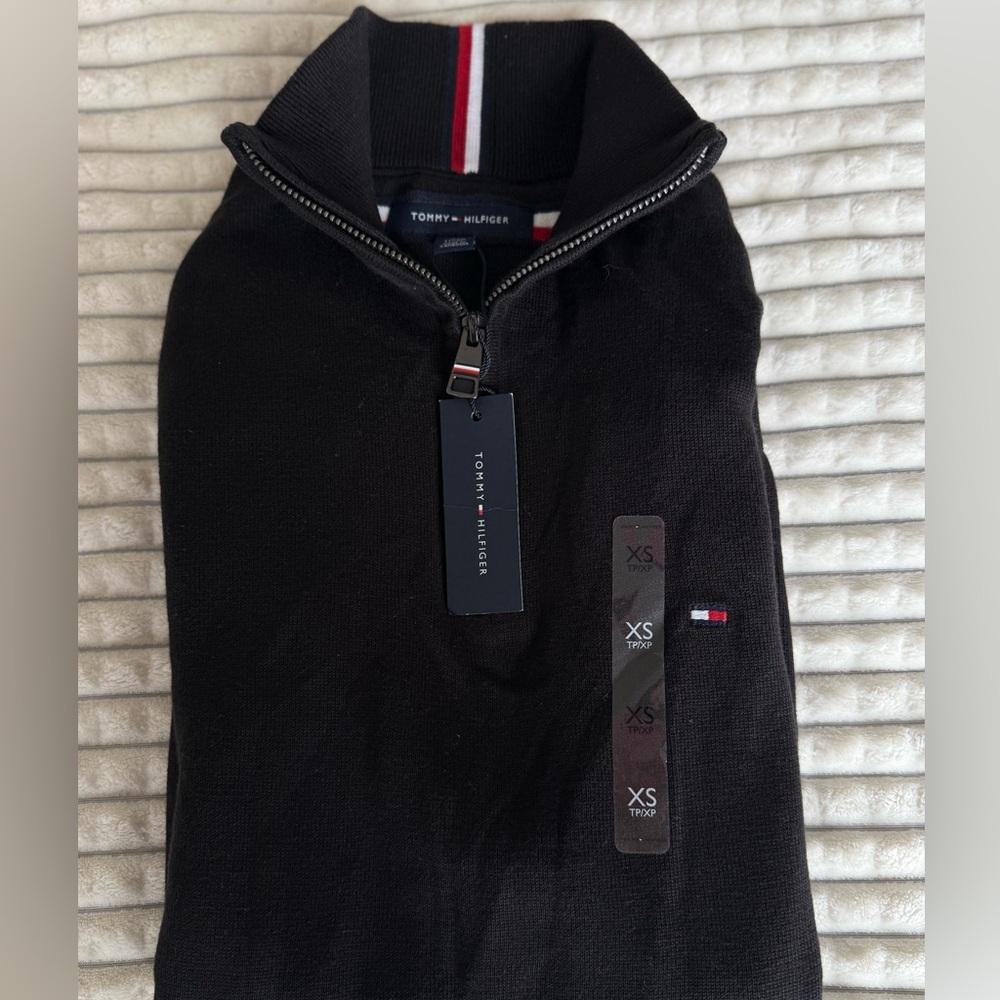 Tommy Hilfiger Black Quarter-Zip Sweater – XS – NWT